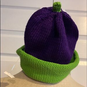 Brand new Hand knit toddler purple stem Winter Hat